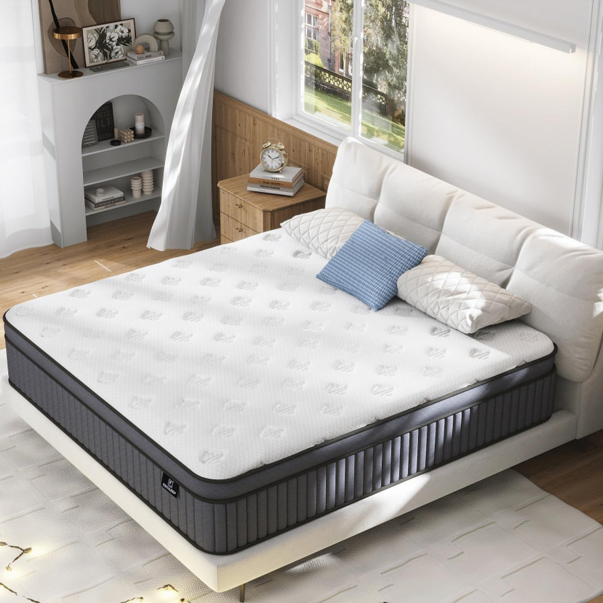 King Size Mattress, Upgrade Strengthen 12 Inch Firm Hybrid King Mattress in a Box, Mattress King Size With Memory Foam and Independent Pocket Springs, Strong Edge Support, Release Pressure EEN EEN SLEEP