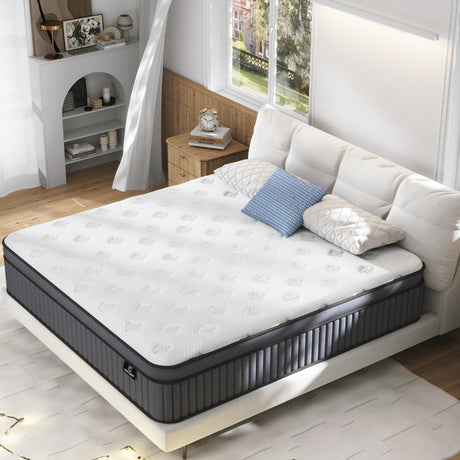 EEN EEN SLEEP King Size Mattress, Upgrade Strengthen Gel Memory Foam 14 Inch Firm Hybrid King Bed Mattress in a Box for Pressure Relief & Back Pain, Independent Pocket Springs, Strong Edge Support EEN EEN SLEEP