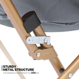 MoNiBloom Round Folding Faux Fur Saucer Chair for Bedroom Living Room Dorm Foldable Metal Frame Oversized Large Comfy Furry Padded Soft Cozy Moon Chair with Footrest Ottoman for Adults (Gray) MoNiBloom