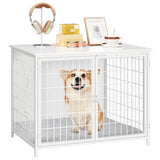 MAHANCRIS Dog Crate Furniture with Cushion, Wooden Dog Kennel with Double Doors, Heavy Duty Dog Cage for Small/Medium/Large Dogs, Indoor Dog House End Table, 31.5" L, White DCBW0701 MAHANCRIS