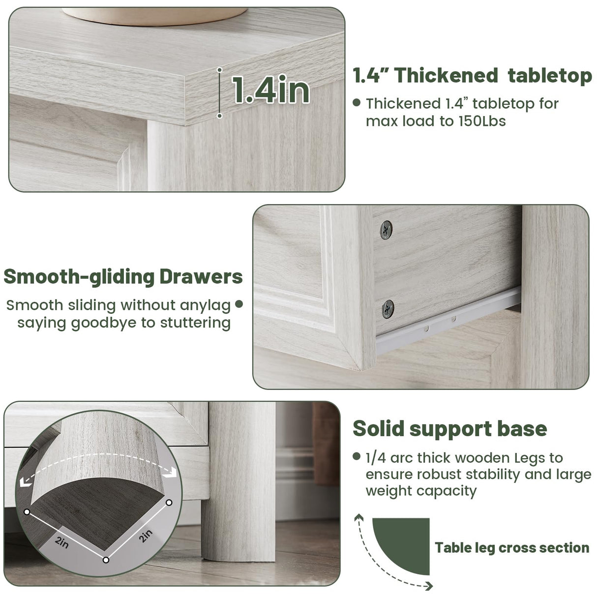 Standifurno Farmhouse 8 Drawers Dresser for Bedroom, 41" Tall Rustic Wood Chest of Drawers with Natural Texture, Metal Handle, White Storage Closet Dressers Organizer for Bedroom, Living Room, Hallway Standifurno