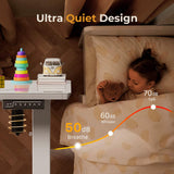 JOY worker Small Glass Standing Desk, 35" x 20" Electric Whole Piece Height Adjustable Desk with 4 Lockable Casters, Mobile White Sit to Stand Desk Workstation for Home Office JOY worker