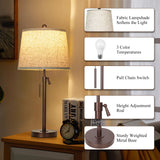 Table Lamps Set of 2, 22" to 30"Adjustable Height Bedside Lamps for Living Room 3 Color Temperatures Tall Nightstand Lamps Modern Brown Table Lamp for Bedroom Office End Table (Bulbs Included) JUNNAI