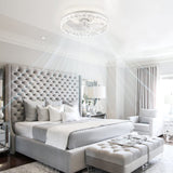 LEDIARY 20" Modern Ceiling Fans with Lights and Remote, Dimmable Low Profile Ceiling Fan, Flush Mount Ceiling Fan, Stepless Color Temperature Change and 6 Speeds - White LEDIARY