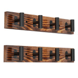 Orapoke Coat Rack Wall Mount 32.3", 2 Pack Rustic Coat Hanger with 8 Black Metal Heavy Duty T Shaped Hooks, Pine Soild Wood Large Coat Hooks Wall Mounted for Entryway, Living Room, Bathroom Orapoke