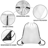 Grneric 10Pcs Drawstring Backpack Bulk Cinch Bag, Drawstring Bags Polyester for Gym Sports Beach Party Trip (White) Grneric
