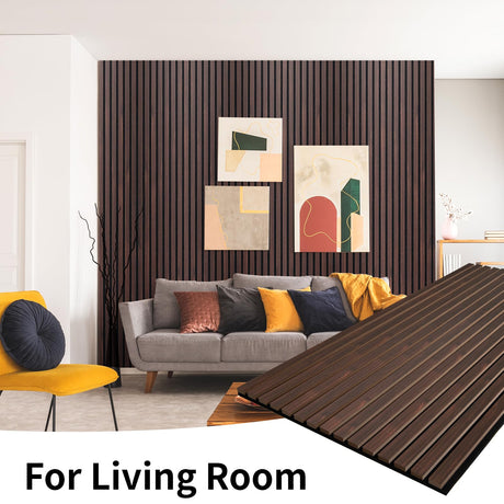 AMZDEPOT Wood Slat Wall Panel, 48'' x 24'' Wood Panels for Wall, 3D Soundproof Wall Panels, Large Acoustic Panels for Interior Ceiling and Wall Decor Noise Reduction, 2 Pack, Walnut AMZDEPOT