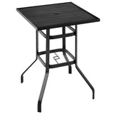 Yaheetech Outdoor Height Bar Table, Square Patio Bistro Table with Umbrella Hole and Slatted Metal Tabletop, Outside Furniture for Garden Lawn Poolside, Black Yaheetech