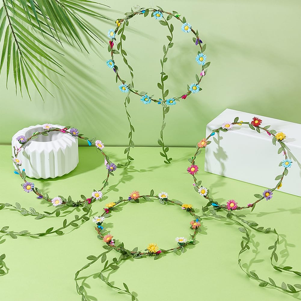 FREEBLOSS 8 Set Flower Crowns DIY Kit Daisy Flower Crown DIY Flower Crowns Headband Making Kit Handmade Floral Hair Accessories for Wedding Birthday Fairy Party Favors DIY Arts and Crafts FREEBLOSS