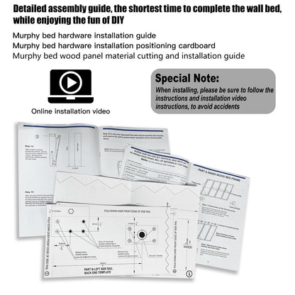 ROOMTEC Horizontal Queen Murphy Bed Hardware Kit - Space-Saving, Easy to Install Folding Wall Bed System - WoodArtSupply