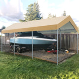 FORALEBEN Carport Replacement Canopy Cover for 12' x 20' Car Tent Top Garage Shelter Cover Tarp with Ball Bungees (Only Top Cover, Frame Not Include) (Beige, 12' x 20') FORALEBEN