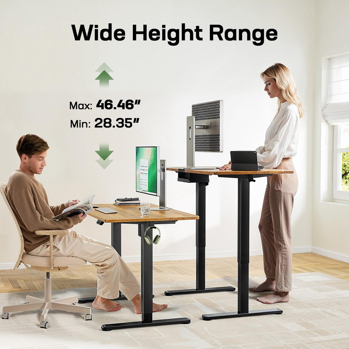 Marsail Electric Standing Desk with One-Piece Desktop,55 x 30 inch Height Adjustable Office Gaming Computer Desk with Deeper Tabletop,Home Office Stand up Desk with 4 Memory Presets, Desk for Bedroom Marsail