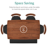 Best Choice Products 6-Piece Wooden Dining Set, Mid-Century Modern Table & Upholstered Chair Set w/Bench Seat, Rubberwood Legs - Walnut/Charcoal Best Choice Products