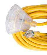 Bergen Industries Inc OC501233T Extra Heavy-Duty Outdoor Triple Tap Extension Cord, 50 ft, 12 AWG, 15A/125V AC , Yellow Bergen Industries