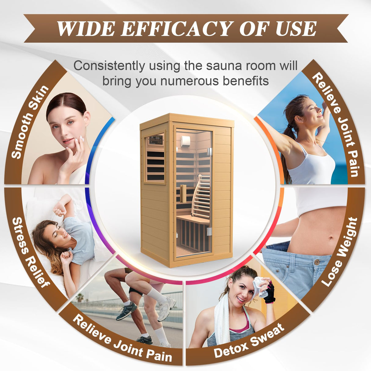 Upgraded 1 Person Sauna Infrared Sauna with Backrest, Hemlock Dry Sauna Indoor Wood Sauna for Home, 1062W 110V Red Light Far Infrared Sauna Low EMF with Integrated Speakers, Reading Lamp NAGLIFOR