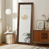 ABSWHLM Full Length Mirror 65"x24" Solid Wood Frame Floor Large Mirror for Living Room, Bedroom Hanging or Leaning Wall-Mounted, Brown ABSWHLM