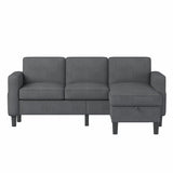Sectional Sofa Couches for Living Room, Small Space Couch L-Shaped Sofa, 3 Seat Modern Sofas Convertible with Storage Ottoman for Small Space, Bedroom, Offices and Apartments, Dark Grey Grzyhem
