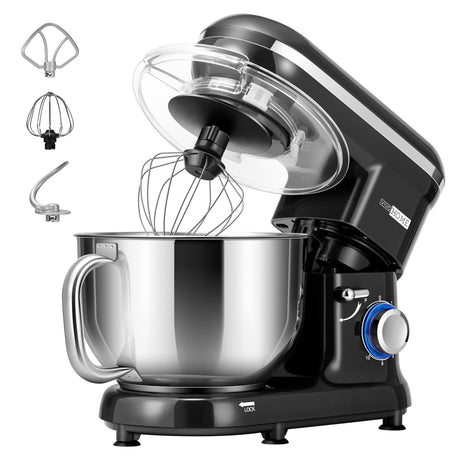VIVOHOME Stand Mixer, 660W 10 Speed 6 Quart Tilt-Head Kitchen Electric Food Mixer with Beater, Dough Hook, Wire Whip and Egg Separator, Black VIVOHOME