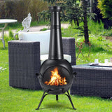 SINGLYFIRE Prairie Fire Outdoor Chiminea Fireplace Deck or Patio Backyard Wooden Fire Pit with Chiminea Cover Rust-Free Iron Black SINGLYFIRE