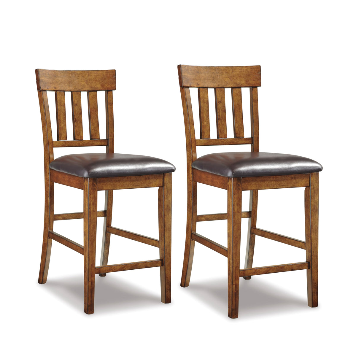 Signature Design by Ashley Ralene Traditional 26" Counter Height Faux Leather Seat Barstool, 2 Count, Brown Signature Design by Ashley