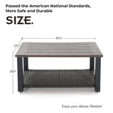 Grand patio Outdoor Coffee Table with Wicker Shelf Storage, 40-inch Rectangle Modern Patio Coffee Table with Faux Wood Tabletop, Fits with Outdoor Conversation Set Grand patio