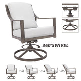 NATURAL EXPRESSIONS 5-Piece Outdoor Patio Dining Set, 4pcs Patio Swivel Rocking Chairs and 38’’ Round Dining Table with 1.65’’ Umbrella Hole NATURAL EXPRESSIONS