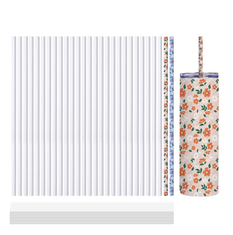 PYD Life 30 PCS Sublimation Reusable Drinking Stainless Steel Metal Straws Blanks Bulk White 0.3" x 12.4" for 40 OZ Sublimation Tumblers,for Stanley 40 OZ Tumblers Cups PYD Life
