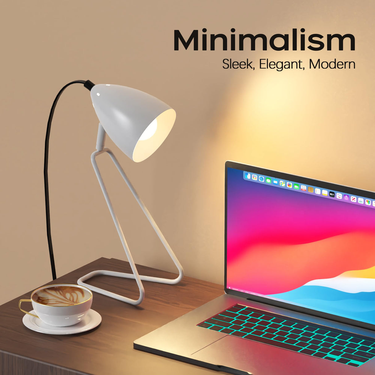 PARTPHONER Table Lamp Set of 2, 350°Rotatable Small Desk Lamp, Modern White Reading Bedside Lamps, Suitable for Study, Bedroom, Office, Dorm, Children's Room, 2 Bulbs Included PARTPHONER