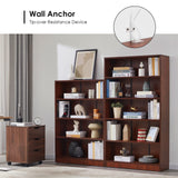 Farini Cherry Bookshelf 5 Shelf Office Bookcase 60 Inches Tall Modern Wood Bookshelf for Living Room Office Farini