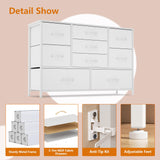 Furnulem White Dresser with 9 Large Drawers for 55'' Long TV Stand Entertainment Center, Wide Wood Shelf Storage for Bedroom,Living Room,Closet,Entryway,Sturdy Metal Frame Furnulem