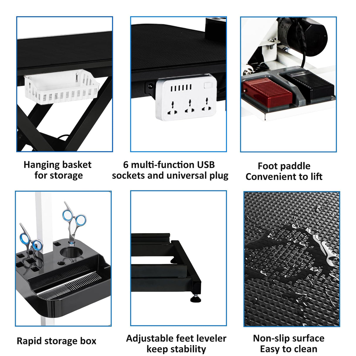 Dog Grooming Table, 50'' Electric Lift Heavy Duty Cat Grooming Table with Aluminium Overhead Arm, Adjustable Pet Grooming Table with Anti Slip Tabletop for Grooming, Trimming, Dressing, Drying(Black) TROPOW