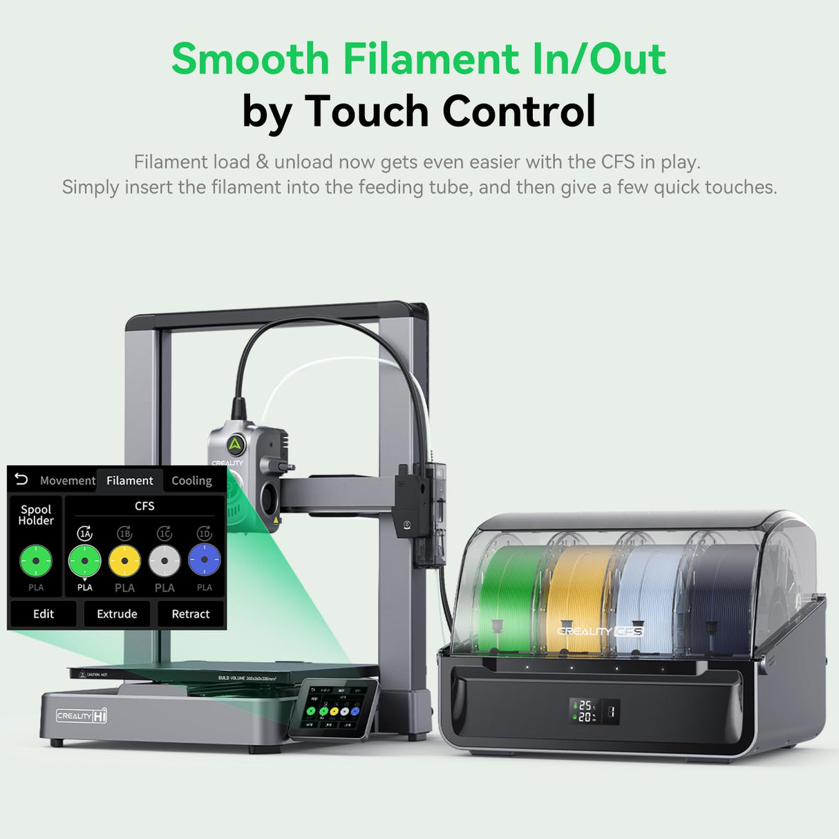 Creality Hi Combo Multicolor 3D Printer with CFS, 500mm/s High Speed Printing,Full-auto Leveling, Automatic Filament Reading, Fully Assemble, Silent Mode 3D Printers 10.24×10.24×11.81 inch Creality