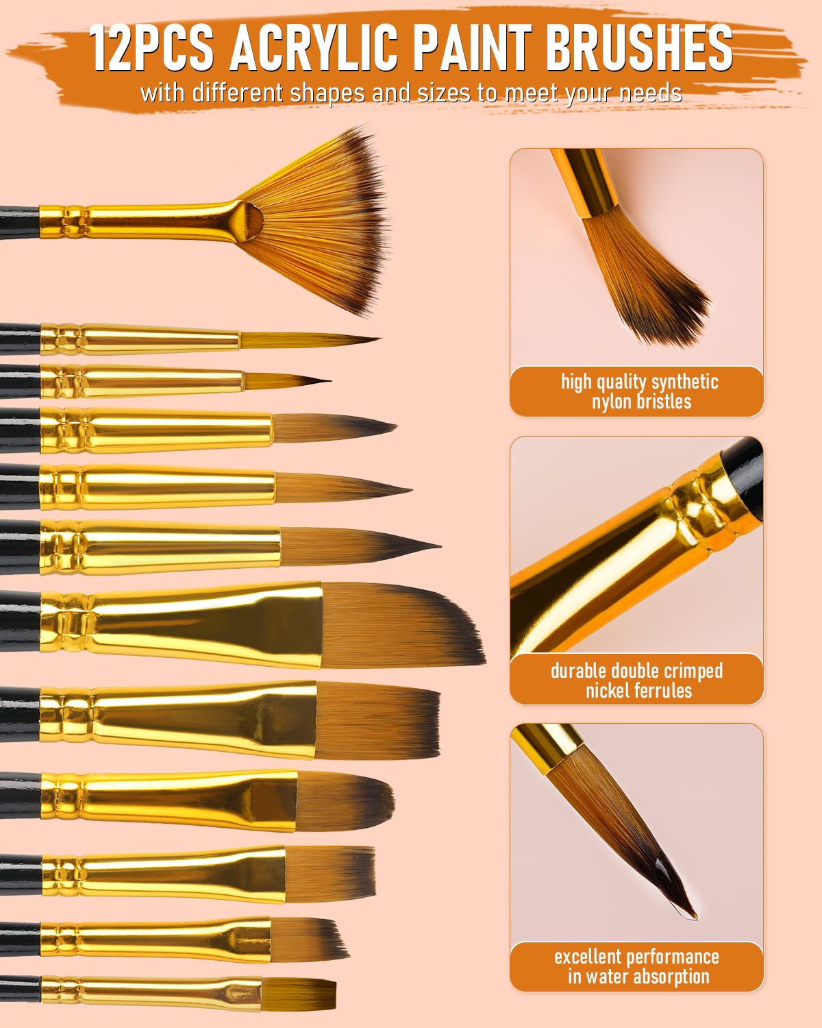 Nicpro 68PCS Acrylic Paint Canvas Set for Adults & Kids, Art Painting Supplies Kit with 24 Paints,Table Easel,8 Canvas Panels,12 Brushes,Paper Pad,Cleaning Cup,Sponge,Palette for Artist Beginner Nicpro