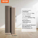 VEVOR Wood Slat Acoustic Panel, 7.9 x 94.5 in, 4-Piece MDF Accent Wall, Faux Wood Board for Modern Interior Decor and Noise Reduction, Silver VEVOR