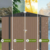 COMHOMA Shed Outdoor Storage Shed Metal,Lockable Doors Tool Sheds with Sloping Roof,Steel Garden Shed with Air Vent for Backyard,Patio,Lawn,Poolside (Brown, 8'*6') COMHOMA