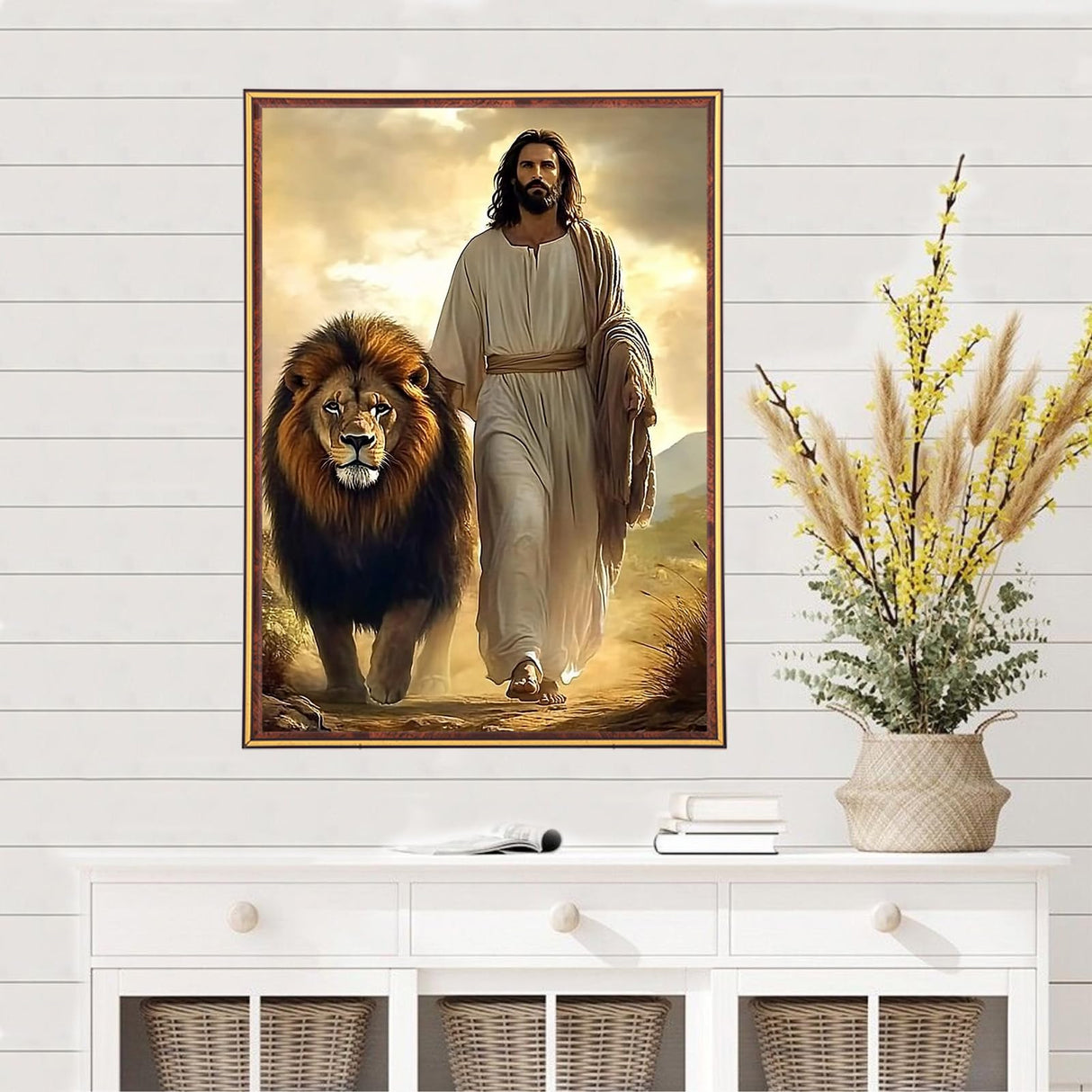 MEIYUDA Jesus Diamond Painting Kits for Adults, DIY Lion Diamond Art Kits for Adult Beginners, Full Diamond Art Painting Kit for Home Wall Decor Gifts 12x16inch MEIYUDA