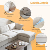 JACH U-Shaped Couches for Living Room, Convertible Sectional Sofa, 162" Modern Deep Seat Soft Cloud Couch, Modular Sectional Sofas with Ottomans, Sofa Cover Removable(Beige) JACH