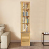 360° Rotating 6-Tier Bamboo Bookshelf with Shutter Door - Stylish Storage Rack for Small Spaces OUKANING
