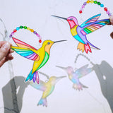 Winlyn 24 Sets Hummingbird Suncatcher Decorations DIY Window Paint Art Craft Kits Rainbow Bird Painting Kit for Kids Classroom Activities Birthday Spring Summer Camping Party Art Project Winlyn