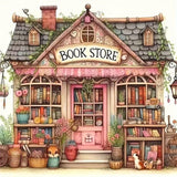 5D Diamond Painting Kits for Adults, Book Store Diamond Art Painting Kits for Beginner, DIY Full Round Drill Diamond Dots Gem Craft for Adults for Home Wall Decor13.8x13.8 inch GEMFAMILY