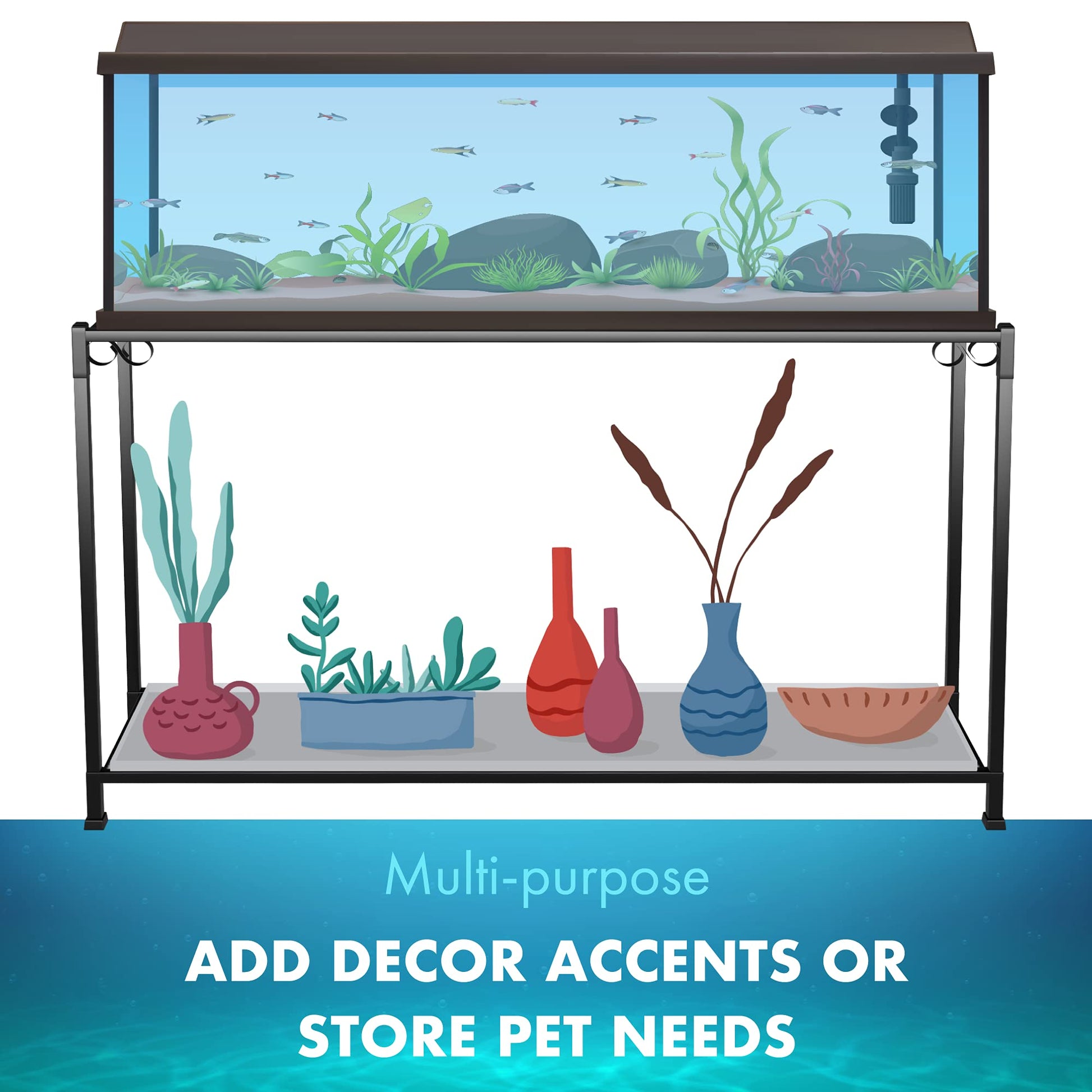 TitanEze 55 Gallon Double Aquarium Stand (2 Stands in 1), Fish Tank Stand, Bird Cage Stand, 50.5" W x 32" H x 13" D - WoodArtSupply