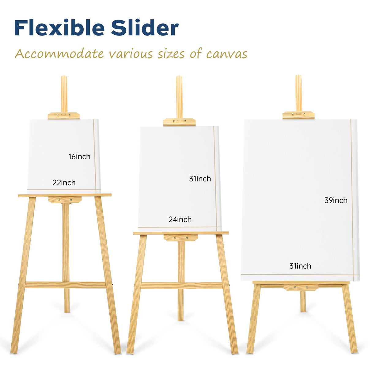 Finenolo Wooden Painting Easel, Adjustable Stand Easel for Canvas Wedding Signs, Holds up to 48", Art Easel for Adults Artist Beginners Students finenolo