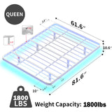 Meitewei Modern White Queen Floating Bed Frame with LED Lights and Heavy Duty Steel Slats Meitewei