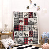 Belperan Wolf Bear and Deer Throw Blanket Rustic Cabin Decor Woodland Blanket Plaid Christmas Blanket Gifts for Women Southwestern Farmhouse Decor for Couch Bed Livingroom Belperan