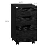 HOMCOM 3 Drawer Mobile File Cabinet, Rolling Printer Stand, Vertical Filing Cabinet, Black Wood Grain HOMCOM