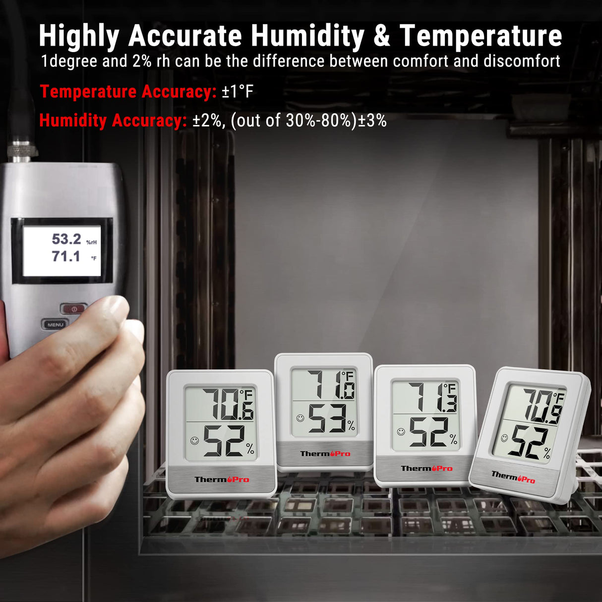 ThermoPro TP49 Digital Hygrometer Indoor Thermometer Humidity Meter Room Thermometer with Temperature and Humidity Monitor Mini Hygrometer Outdoor ThermoPro