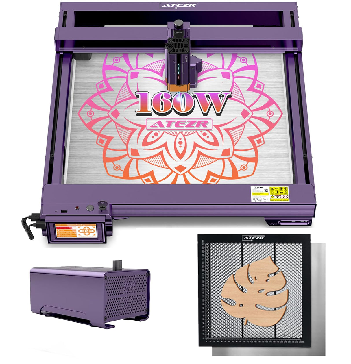 ATEZR L2 36W Laser Engraver with Air Assist & 12“*12” Honeycomb Laser Bed ATEZR