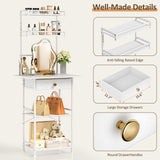 3IngSeagulls Small Vanity Desk Without Mirror, Makeup Vanity Table for Small Space, Compact White Dressing Table with Fabric Drawers, Makeup Vanity with Storage for Bedroom, White, 23.6in（W） 3IngSeagulls