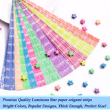 1260 Sheets Luminous Origami Star Paper Strip with 6 Patterns Glow in Dark Folding Stars Paper Lucky Stars Paper for DIY Handmade Crafts Paper Stars Unixing