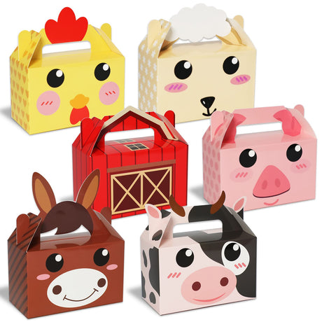 24 Pack Farm Animal Party Favor Boxes Farm Theme Birthday Goodie Boxes Farmhouse Animals Candy Christmas's Day Gift Bags Barnyard Candy Treat Boxes for Girls Kids Baby Shower Birthday Party Supplies Tevxj